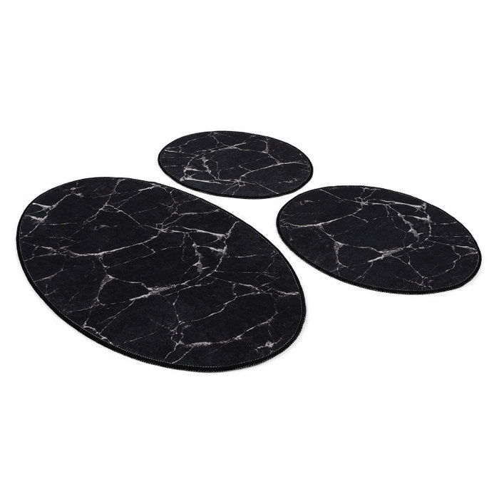 Mijölnir Juego de alfombrillas de baño Marble - Black, 3 piezas